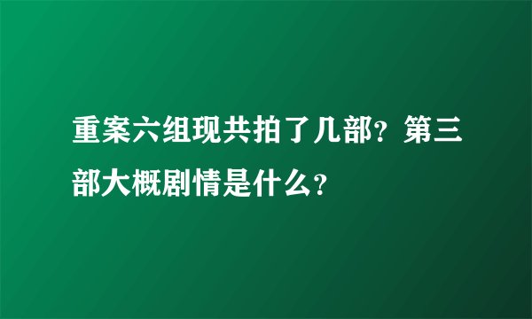 重案六组现共拍了几部？第三部大概剧情是什么？