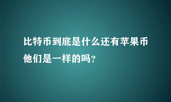 比特币到底是什么还有苹果币他们是一样的吗？