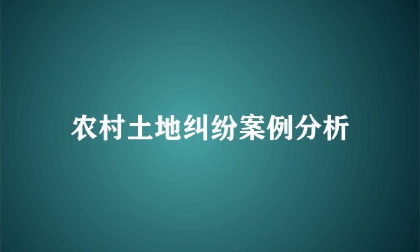 农村土地纠纷案例分析