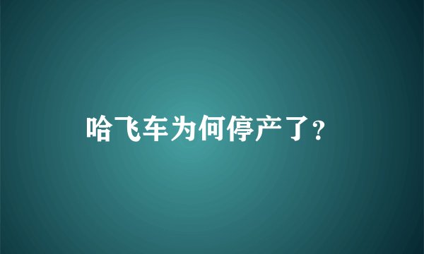 哈飞车为何停产了？