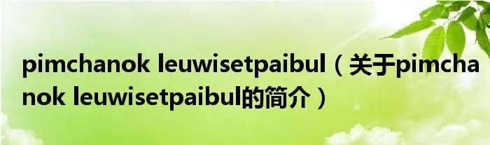 pimchanok leuwisetpaibul（关于pimchanok leuwisetpaibul的简介）