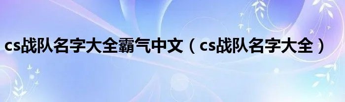 cs战队名字大全霸气中文（cs战队名字大全）