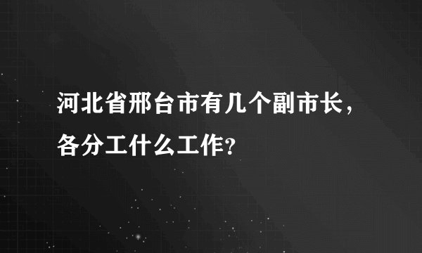 河北省邢台市有几个副市长，各分工什么工作？