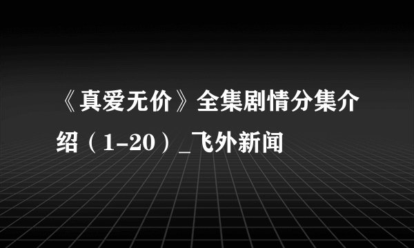 《真爱无价》全集剧情分集介绍（1-20）_飞外新闻