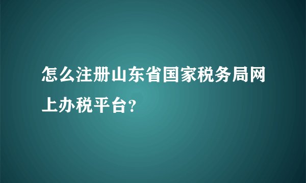 怎么注册山东省国家税务局网上办税平台？