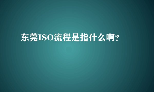 东莞ISO流程是指什么啊？