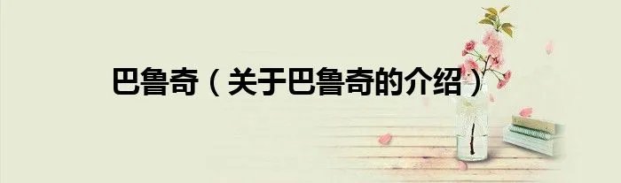 巴鲁奇（关于巴鲁奇的介绍）