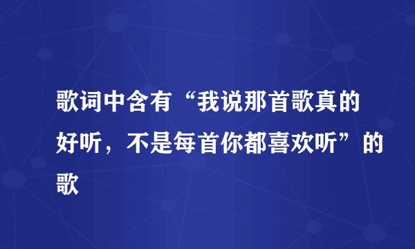歌词中含有“我说那首歌真的好听，不是每首你都喜欢听”的歌