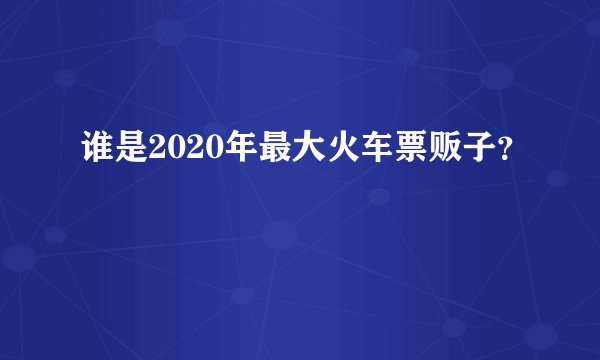 谁是2020年最大火车票贩子？