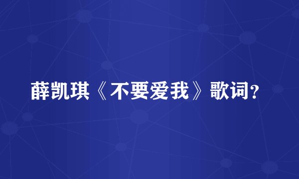 薛凯琪《不要爱我》歌词?