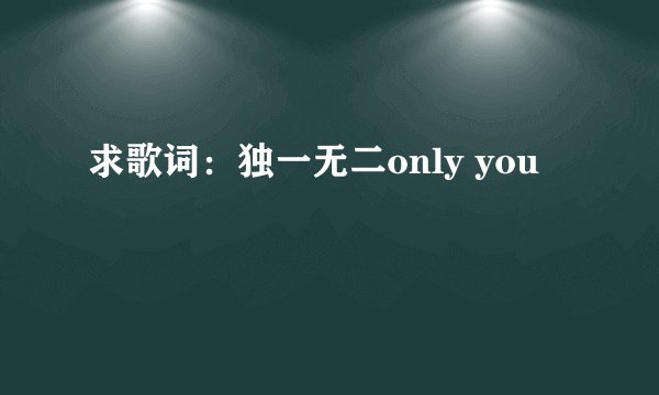 求歌词：独一无二only you
