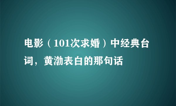 电影（101次求婚）中经典台词，黄渤表白的那句话