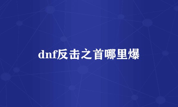 dnf反击之首哪里爆