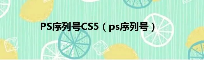 PS序列号CS5（ps序列号）
