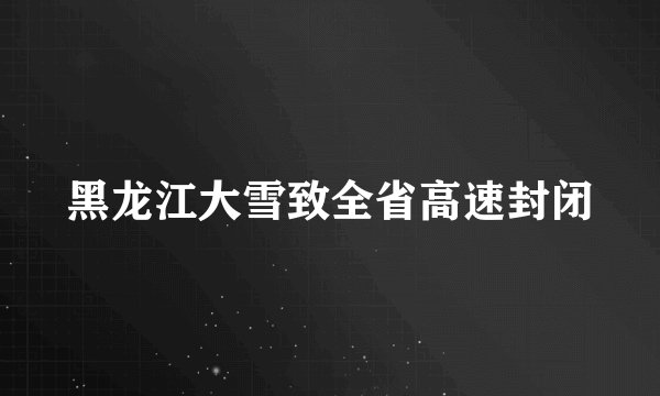 黑龙江大雪致全省高速封闭