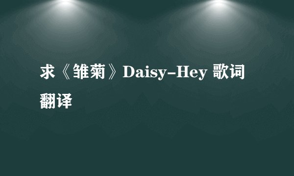 求《雏菊》Daisy-Hey 歌词翻译