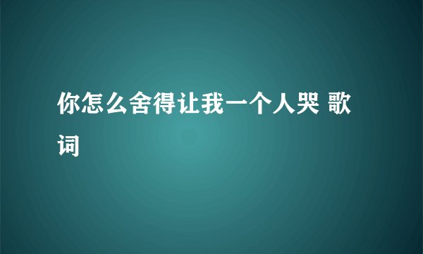 你怎么舍得让我一个人哭 歌词