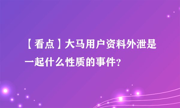 【看点】大马用户资料外泄是一起什么性质的事件？