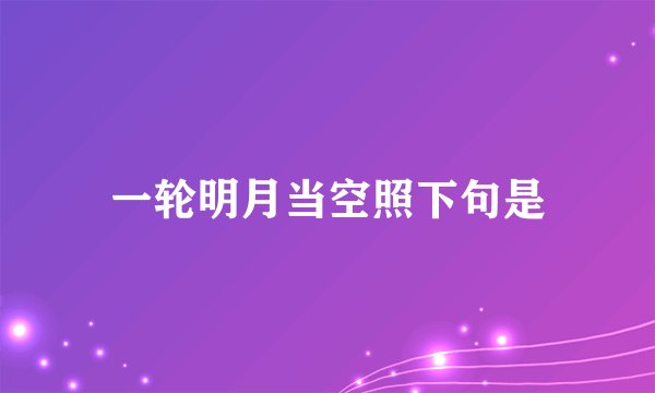 一轮明月当空照下句是