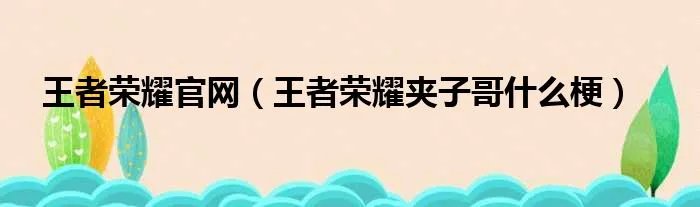 王者荣耀官网（王者荣耀夹子哥什么梗）