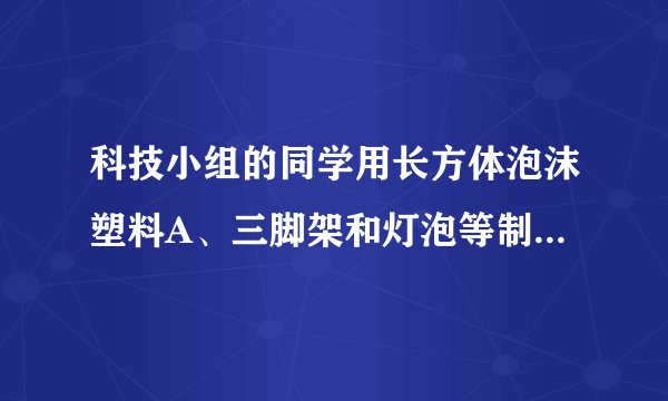 科技小组的同学用长方体泡沫塑料A、三脚架和灯泡等制作了一个航标灯模型
