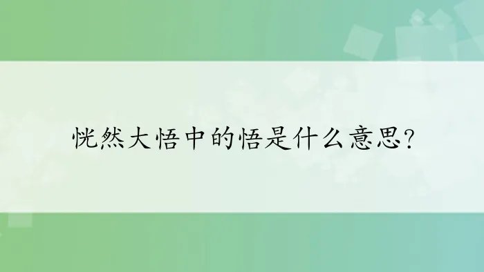 恍然大悟中的悟是什么意思？