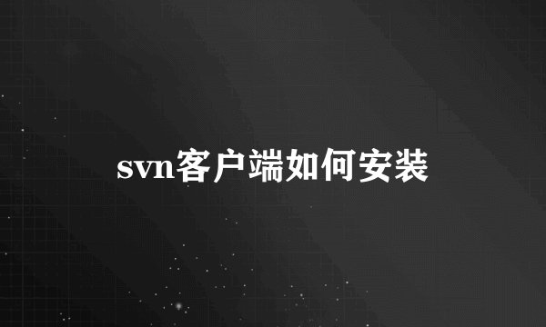 svn客户端如何安装