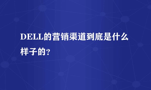 DELL的营销渠道到底是什么样子的?