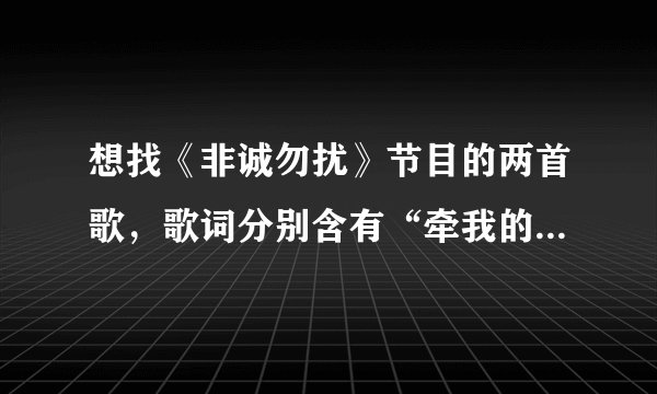 想找《非诚勿扰》节目的两首歌，歌词分别含有“牵我的手，我知道。。。。”“我才知道，所谓的美好。。。