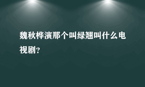 魏秋桦演那个叫绿翘叫什么电视剧？