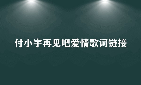 付小宇再见吧爱情歌词链接