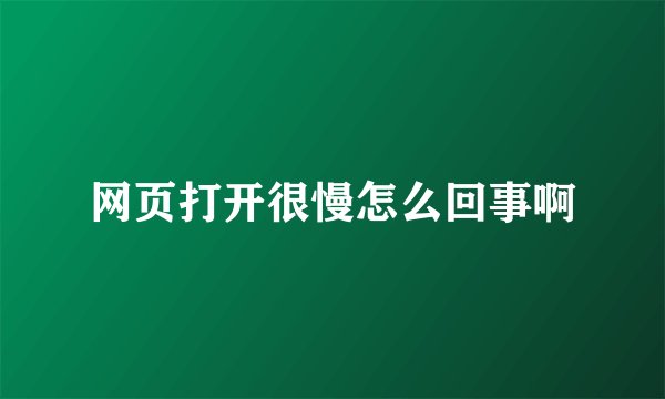 网页打开很慢怎么回事啊