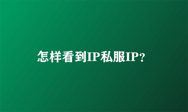 怎样看到IP私服IP？