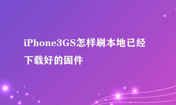 iPhone3GS怎样刷本地已经下载好的固件