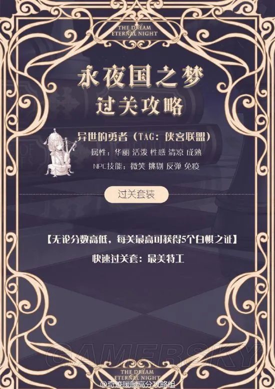 奇迹暖暖永夜国之梦第一关异世的勇者通关高分搭配