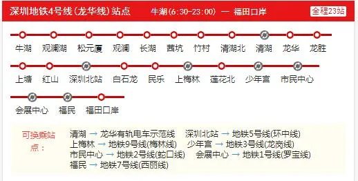 2021深圳地铁4号线路图 深圳地铁4号线站点图及运营时间表