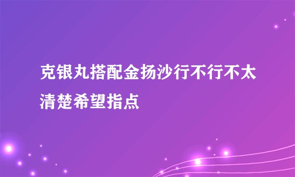 克银丸搭配金扬沙行不行不太清楚希望指点