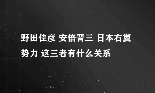 野田佳彦 安倍晋三 日本右翼势力 这三者有什么关系