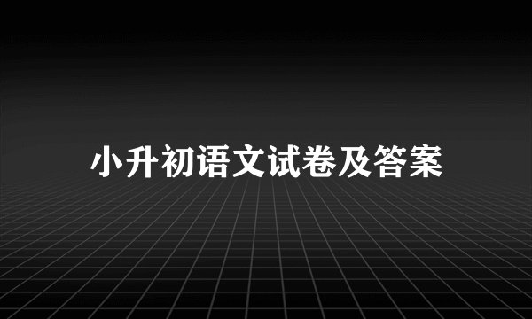 小升初语文试卷及答案