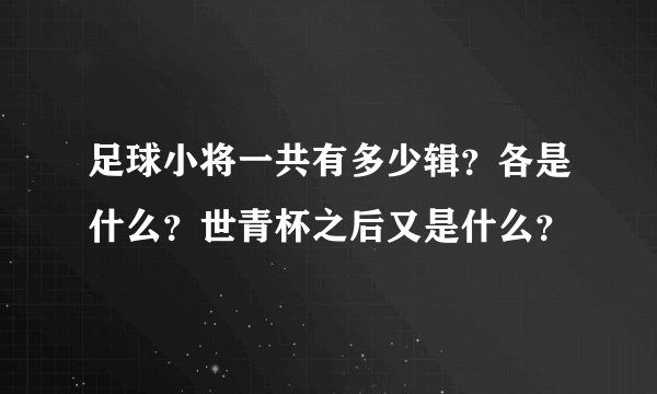 足球小将一共有多少辑？各是什么？世青杯之后又是什么？
