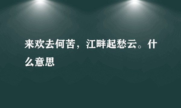 来欢去何苦，江畔起愁云。什么意思