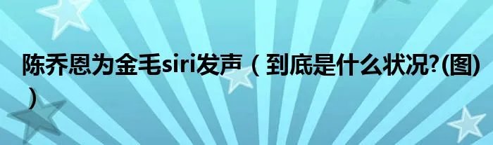 陈乔恩为金毛siri发声（到底是什么状况?(图)）