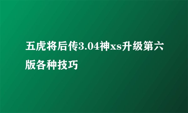 五虎将后传3.04神xs升级第六版各种技巧