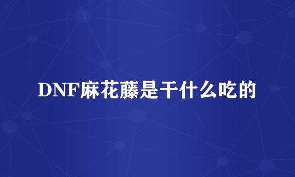 DNF麻花藤是干什么吃的