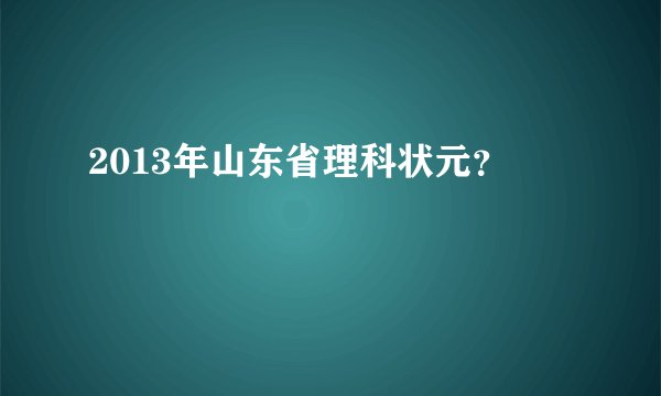 2013年山东省理科状元？