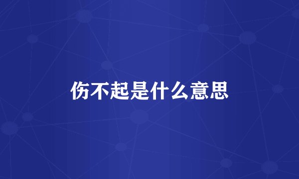 伤不起是什么意思