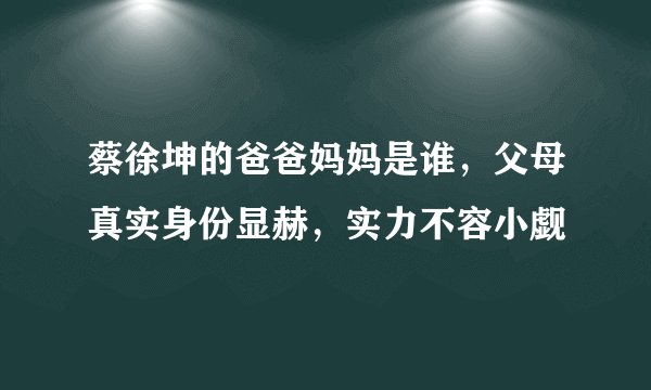 蔡徐坤的爸爸妈妈是谁，父母真实身份显赫，实力不容小觑