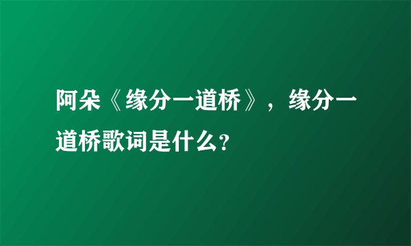 阿朵《缘分一道桥》，缘分一道桥歌词是什么？