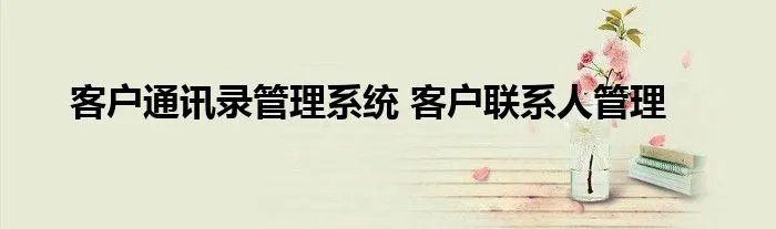 客户通讯录管理系统 客户联系人管理