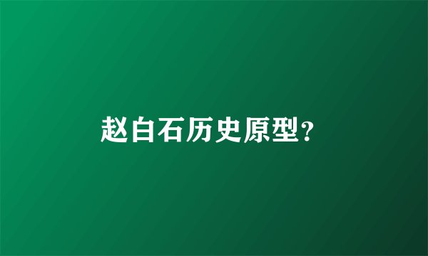 赵白石历史原型？